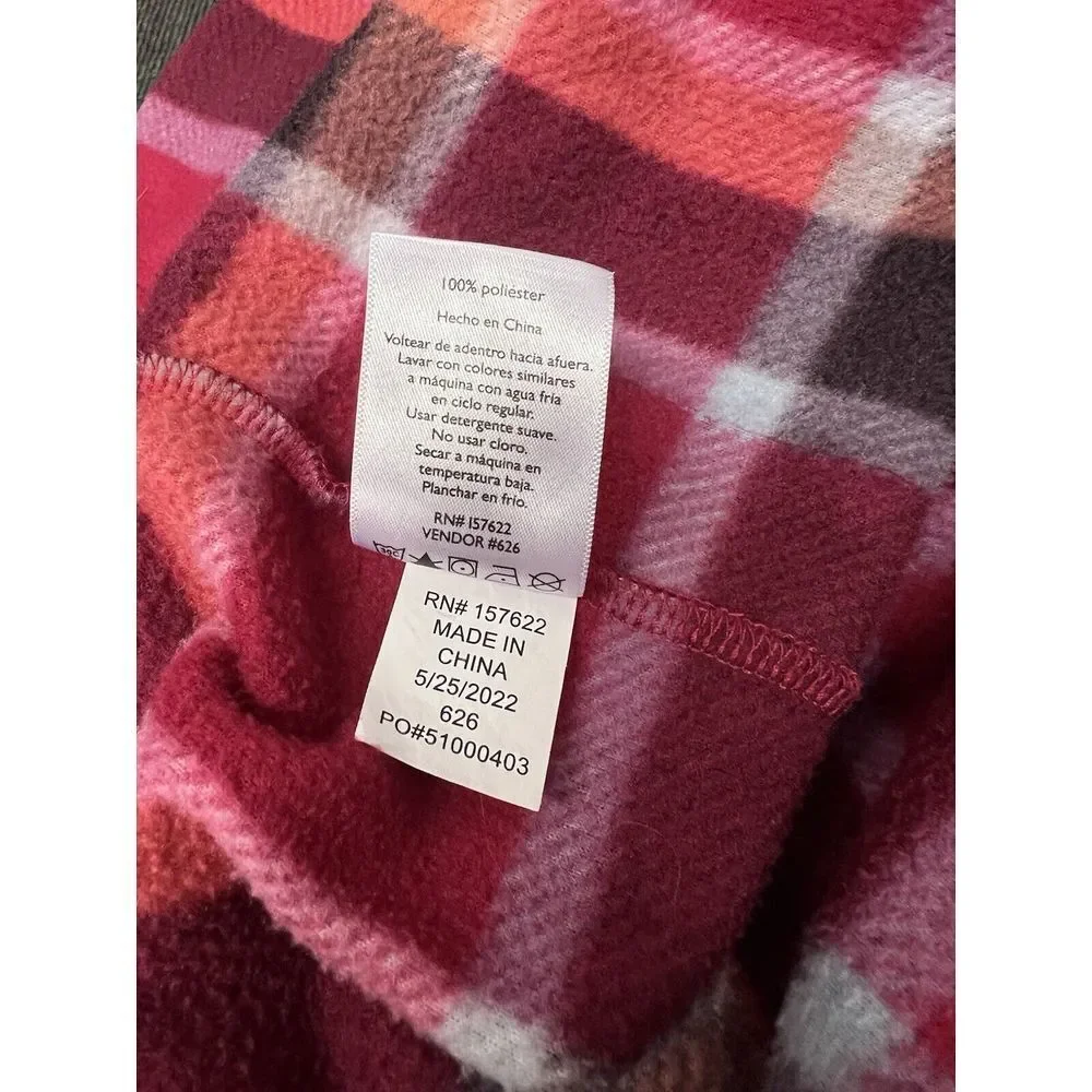 Eddie Bauer fleece 1/4 zip jacket Plaid Pink Woman’s Large